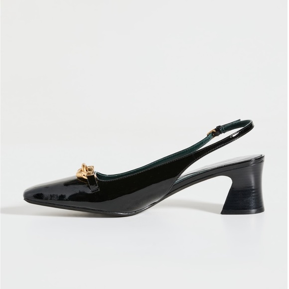 Tory Burch JESSA SLINGBACK HEEL in Perfect Black Patent Leather 8 NWT $378 - Picture 5 of 16